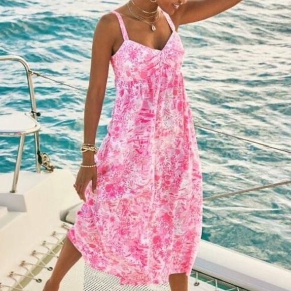 Lilly Pulitzer Dresses & Skirts - NWT Lilly Pulitzer Dresses Lilly Pulitzer Azora Cotton Midi Dress PINK Size 10